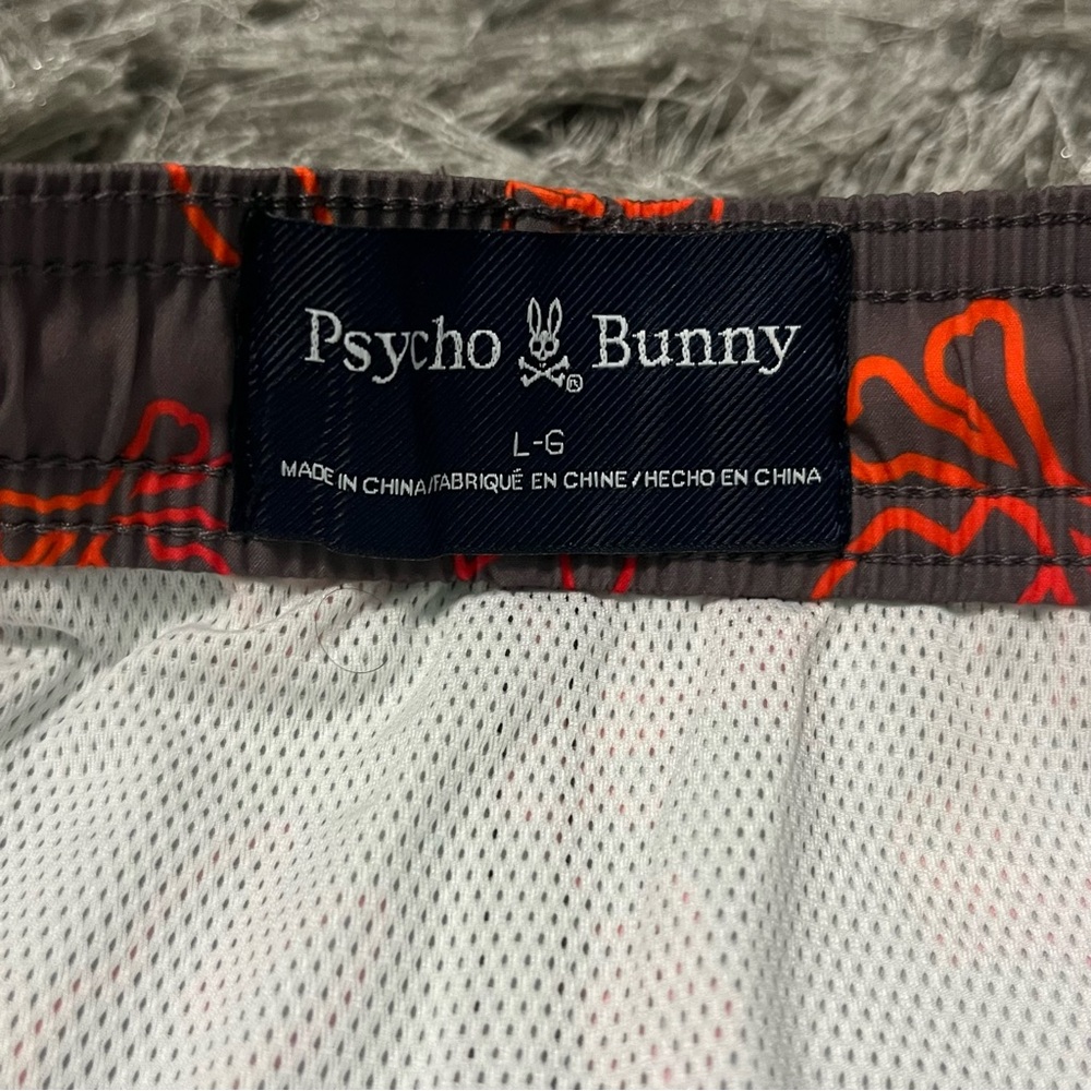 PSYCHO BUNNY Men's Red Sheldon All Over Print Swim Trunk - Picture 6 of 6